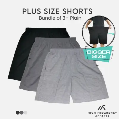 [SG Seller - BUNDLE OF 3] PLUS Size Plain Unisex HF Casual Cotton Shorts Quick-Drying Plain Shorts Home Grey Short Men Women Sports Beach Summer Fashion