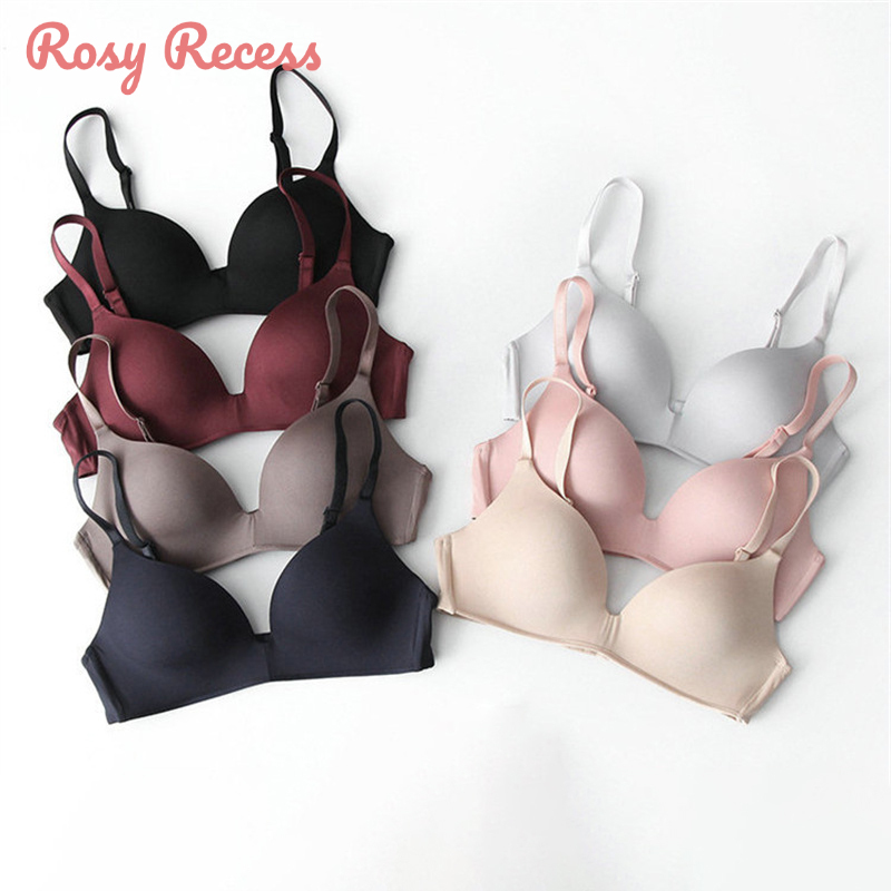 Rosy Recess Hồng Nhật Bản liền mạch cho nữ mỏng của đồ lót, ngực nhỏ, tập hợp mà không underwires, thoải mái và thoáng khí tam giác Cup áo ngực phụ nữ