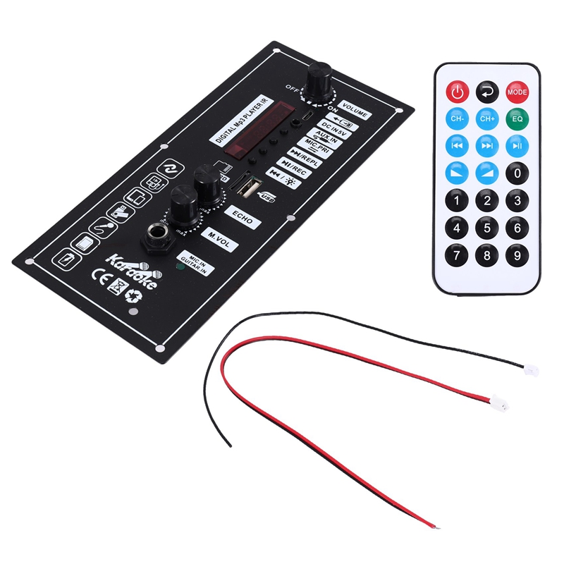 (QBEP) 3.7V Amplifier Board Square Dance Speaker Amplifier Support Bluetooth AUX TF-Card U-Disk Recording 5-8Inch Speaker
