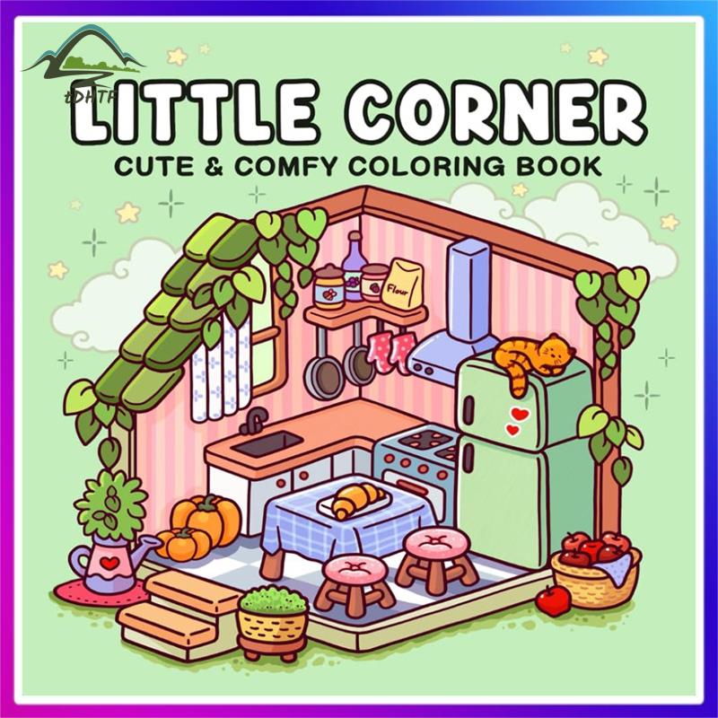 Little Corner: Coloring Book for Adults and Teens Super Cute Design of Cozy Hygge Spaces for Relaxation Spaces Coloring