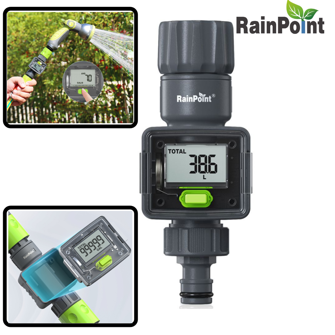 Đồng Hồ Đo Lưu Lượng Nước Kỹ Thuật Số Kèm Đầu Nối Nhanh Cho Ống Nước RainPoint