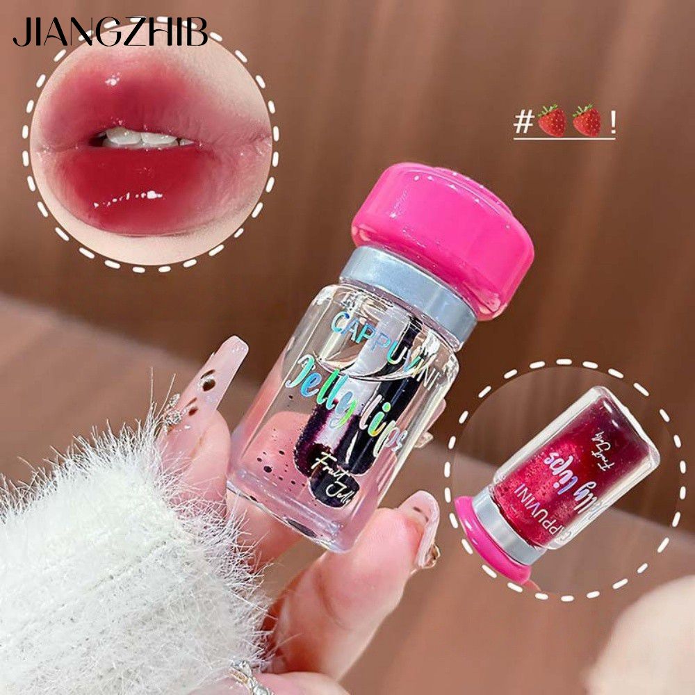 Jiangzhib Cappuvini Small Mushroom-Shaped Lip Gloss with Transparent Coating Moisturizes the Lips, Giving Them a Mirror-Like Shine.
