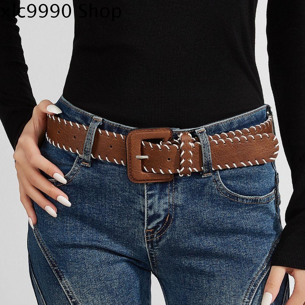 XLC9990 Harajuku Thắt lưng da PU Phong cách Hàn Quốc Hoài cổ Thắt lưng bản rộng cổ điển Thời trang Cổ điển Thắt lưng Cao Bồi Miền Tây Phụ nữ