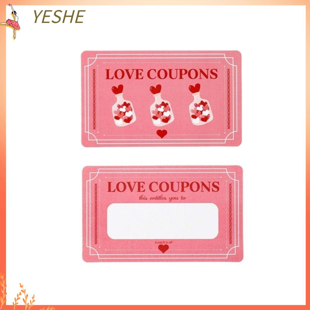 YESHE 30PCS Màu hồng Thẻ cào ngày Valentine Tương tác cặp đôi Tự làm Thẻ cào may mắn Quà tặng bất ngờ Vé thưởng cho các trò chơi tiệc tùng