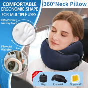 MONQIQI Memory Foam Travel Pillow Set with Accessories