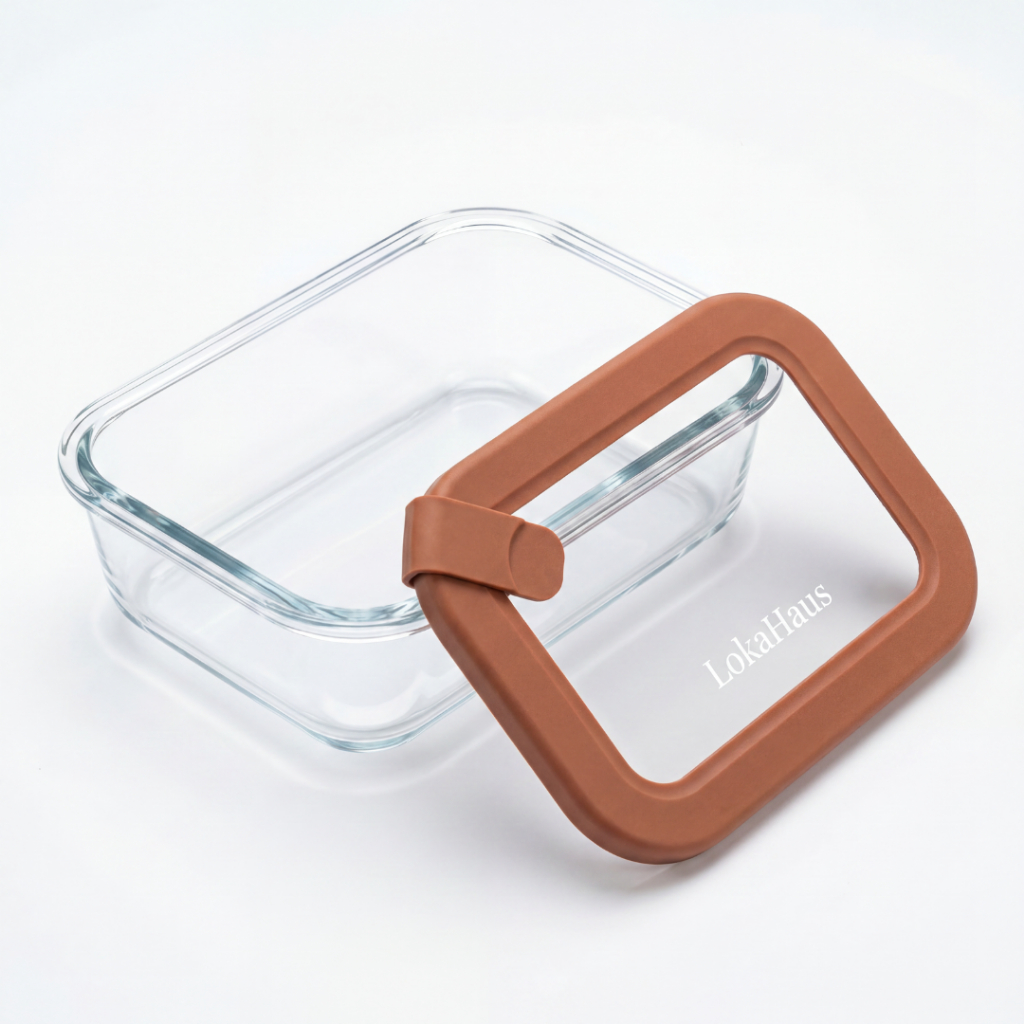 LUNCH BOX Kotak Bekal Makan Kaca | 410ml - 1040ml | Smart Lock Tecknology Aman untuk Oven Microwave Freezer & Chiller | Anti Bocor Kedap Udara | High Borosilicate Glass | Food Grade BPA-Free