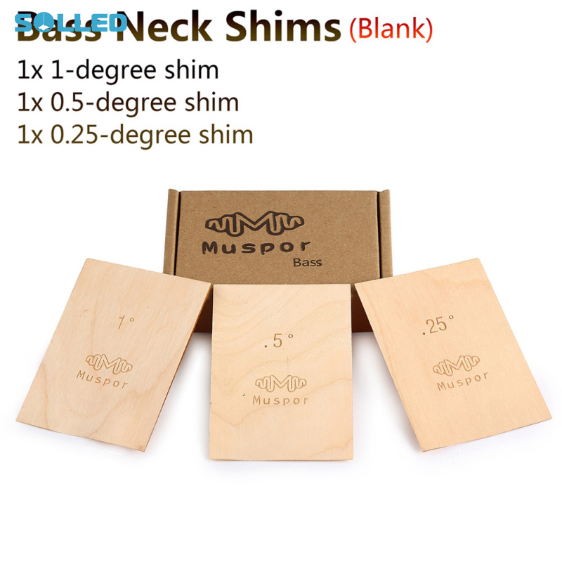 3PCs Bass Neck Shims Guitar Neck Shims 0.25 0.5 1 Degree Bass Guitar Neck Solid Maple Wood Shims For Bass Guitar Repair