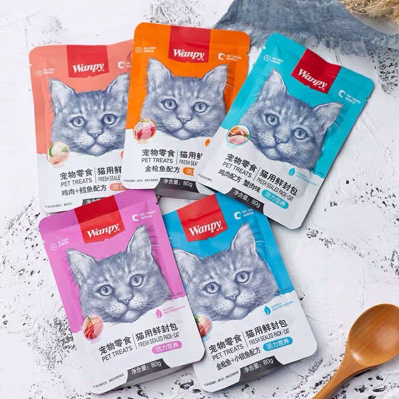 Pate wanpy cho mèo nhiều vị gói 80g