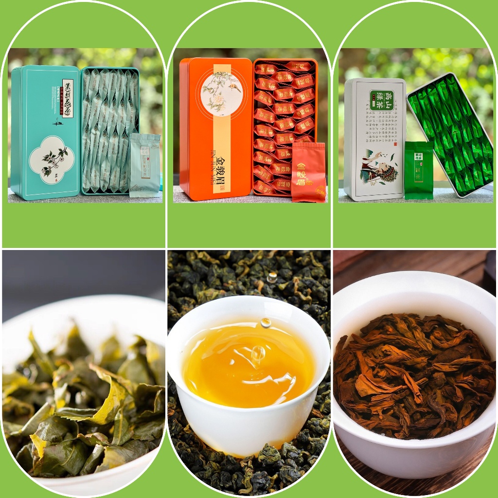 Trà Cao Cấp Hộp Thiếc 25 Gói Nhỏ, Thiết Quan Âm, Đại Hồng Bào, Kim Tuấn Mi, Hồng Trà Tiểu Chủng