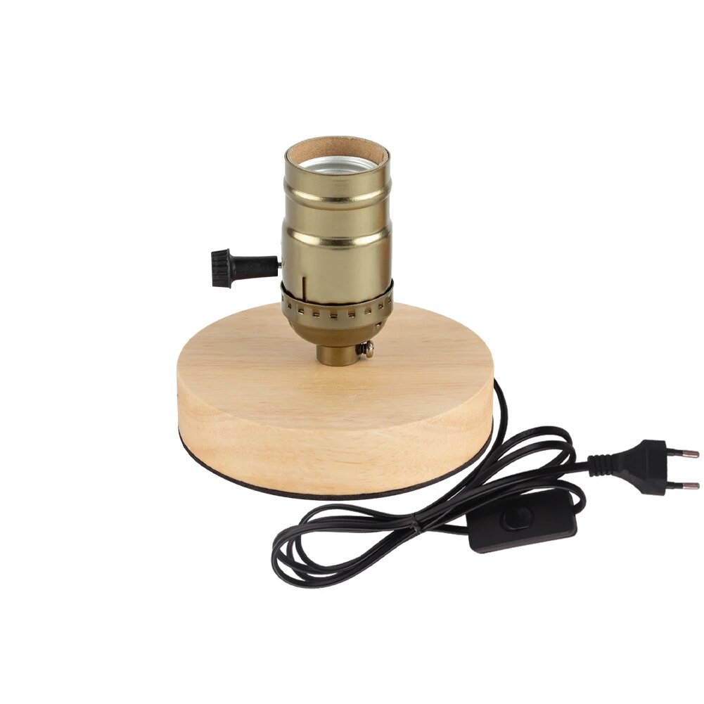 GANRILAND E26 E27 Wood Table Lamp Decor ST64 G95 3W Sprial Filament Bulbs