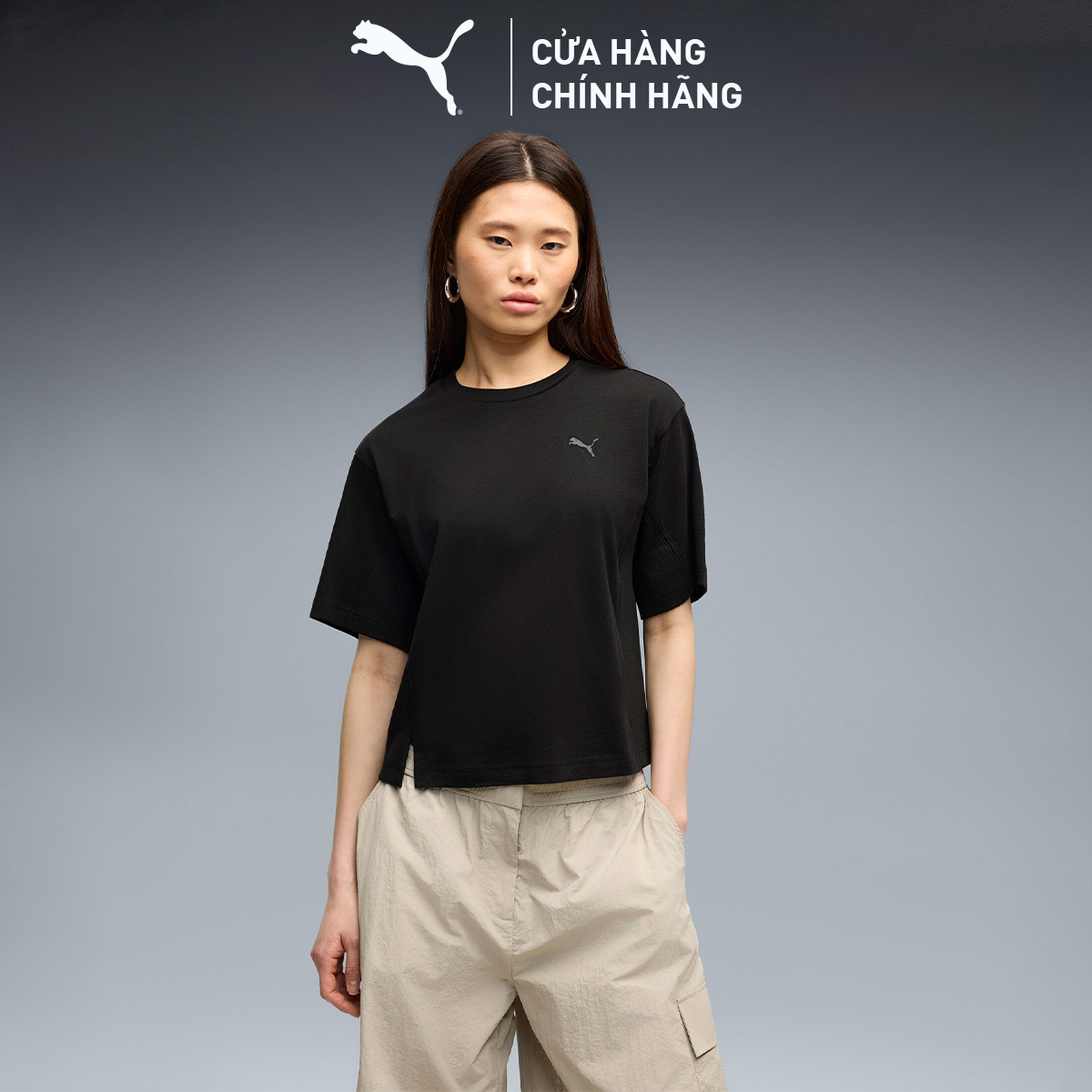 Áo Thun Thể Thao PUMA Nữ HER Tee Black Màu Đen