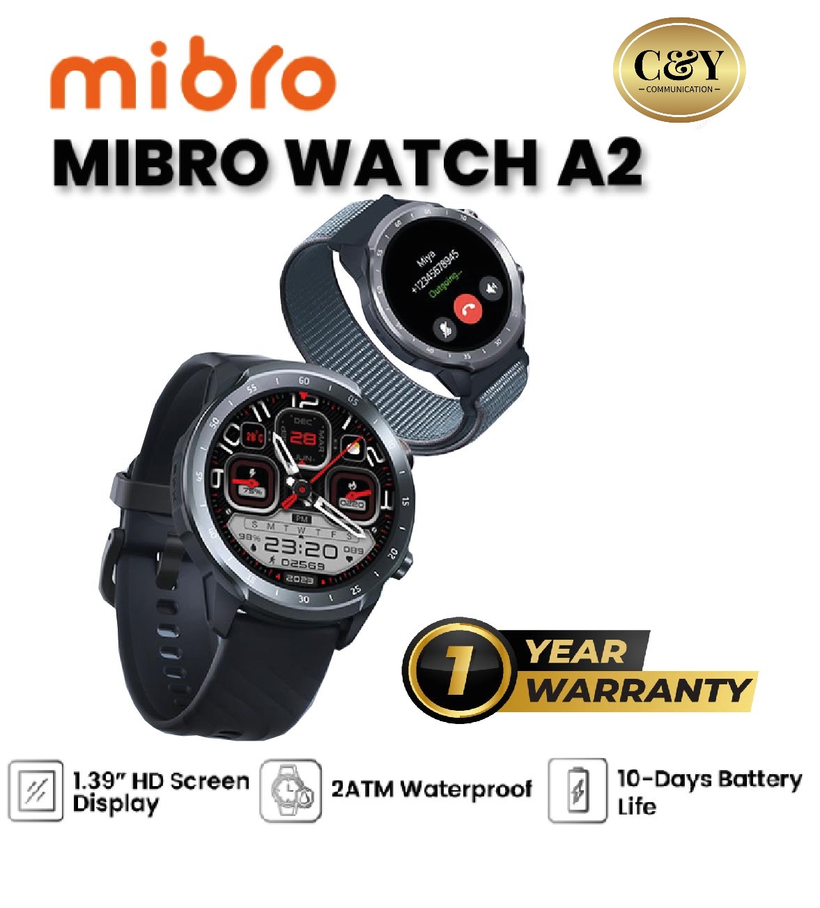 Mibro A2 SpO2 PPG Bio Heart Rate Sensor 1.85” Smart Watch