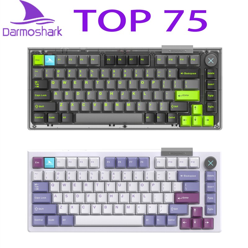 Darmoshark Top-75 bluetooth Bàn phím cơ chơi game không dây trao đổi nóng TTC chuyển đổi đèn nền RGB 75% 4000mAh bàn phím