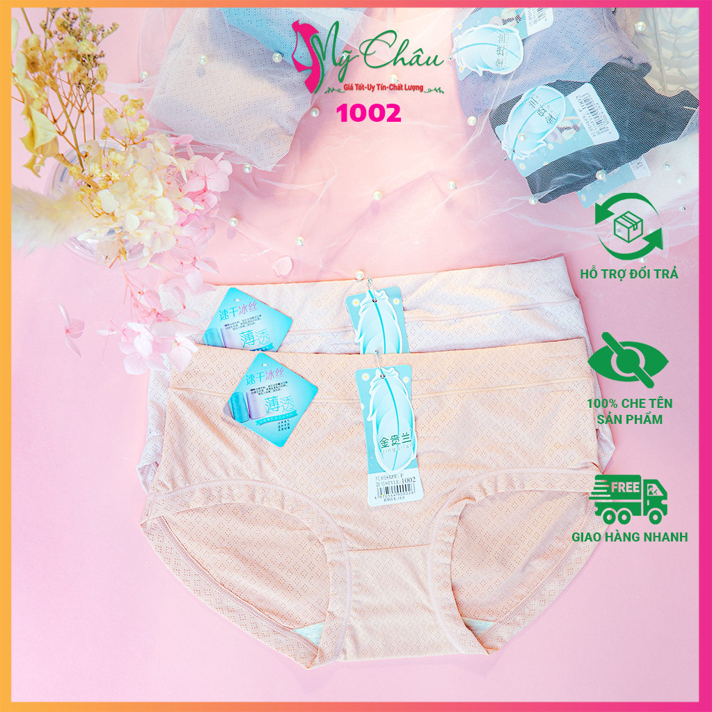 Quần lót thun lạnh thông hơi jinguilan 1002 chíp thông hơi cạp quần cao vừa đáy cotton thấm hút lưng thun-hàng nhập khẩu