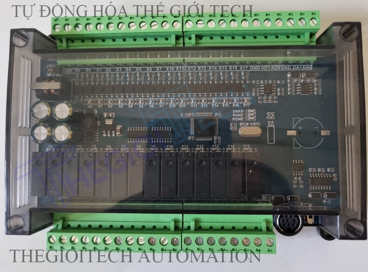 Board Mạch Lập Trình PLC KW FX3U-14/20/30/48/MR/MT relay transistor MD8 6AD/2DA 0-10V, 2 RS485, RTC, 24VDC, GX Works2, 4 Kênh Vào X0-X4 20kHz, 4 Kênh Ra Y0-Y3 Tốc Độ Cao - FX3U30MR MD8 - VỎ NGOÀI