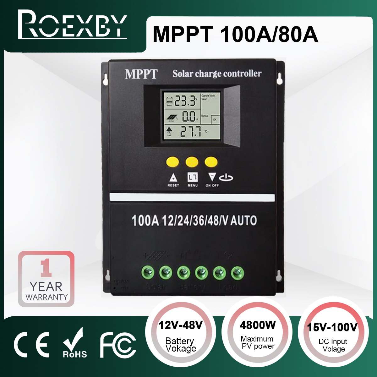 Mppt 100a 80a 60a 12v/24v/36v/48v điều khiển sạc năng lượng mặt trời công cụ bộ sạc usb kép chì aacid pin lithium lcd sạc nhanh