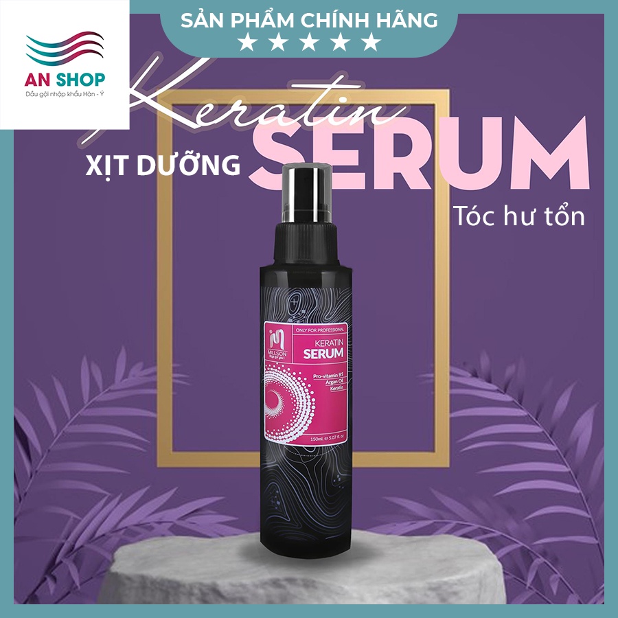 Xịt dưỡng tóc chăm sóc tóc phục hồi hư tổn Keratin Millson 150ml sịt dưỡng tóc uốn nhuộm duỗi tinh chất dưỡng tóc khô xơ