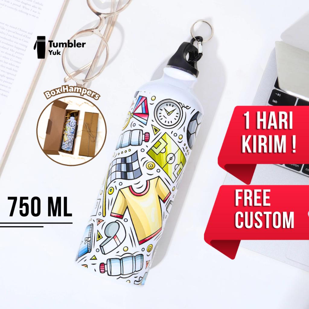 Tumbler Botol Sport 750 ML Stainless Custom Anti Tumpah Olahraga Print UV Hadiah, Souvenir, dan Promosi.