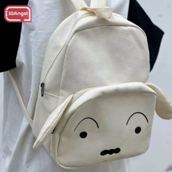 IQAngel con chó con Ba lô dễ thương Túi hoạt hình trắng cô gái nhật bản trái tim túi vải nhung mềm túi nữ ba lô đi học Túi