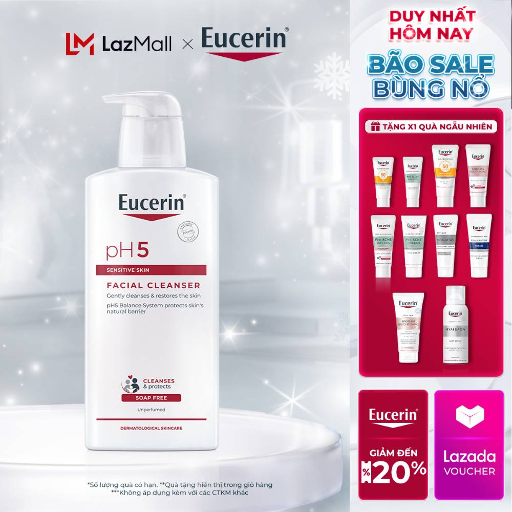 Sữa Rửa Mặt Cho Da Nhạy Cảm Eucerin PH5 Facial Cleanser 400ml