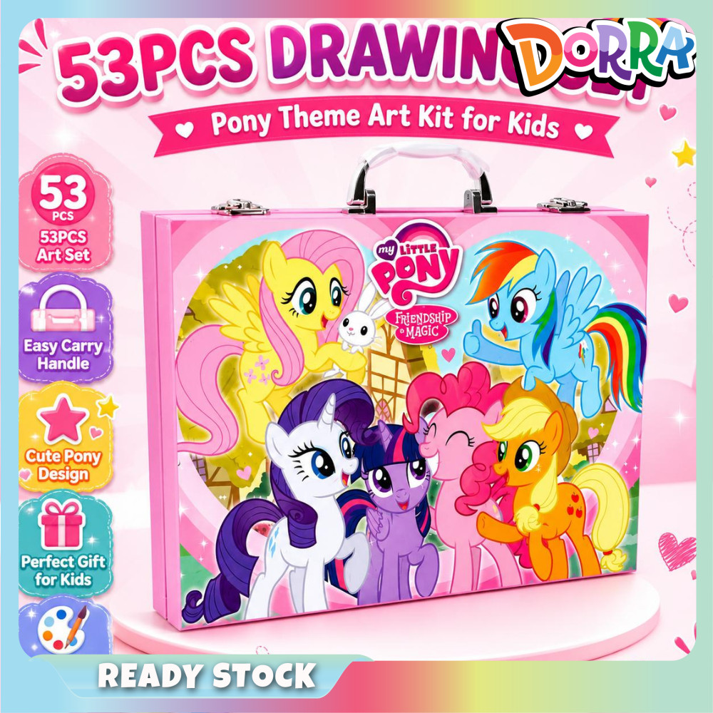 53PCS Art Kit for Kids Portable Coloring Drawing Set with Crayons Pencil Watercolor