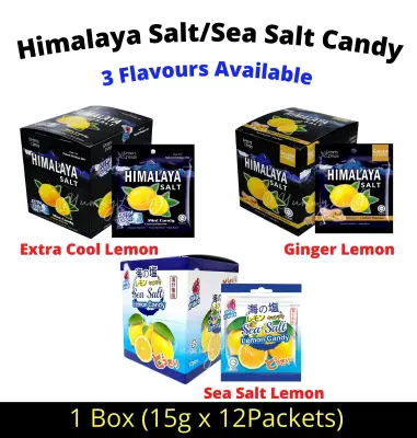 [AUTHENTIC] HIMALAYA SALT CANDY/ SEA SALT CANDY - EXTRA COOL LEMON/ GINGER LEMON/ SEA SALT LEMON (1 BOX = 12 PACKS X 15g)