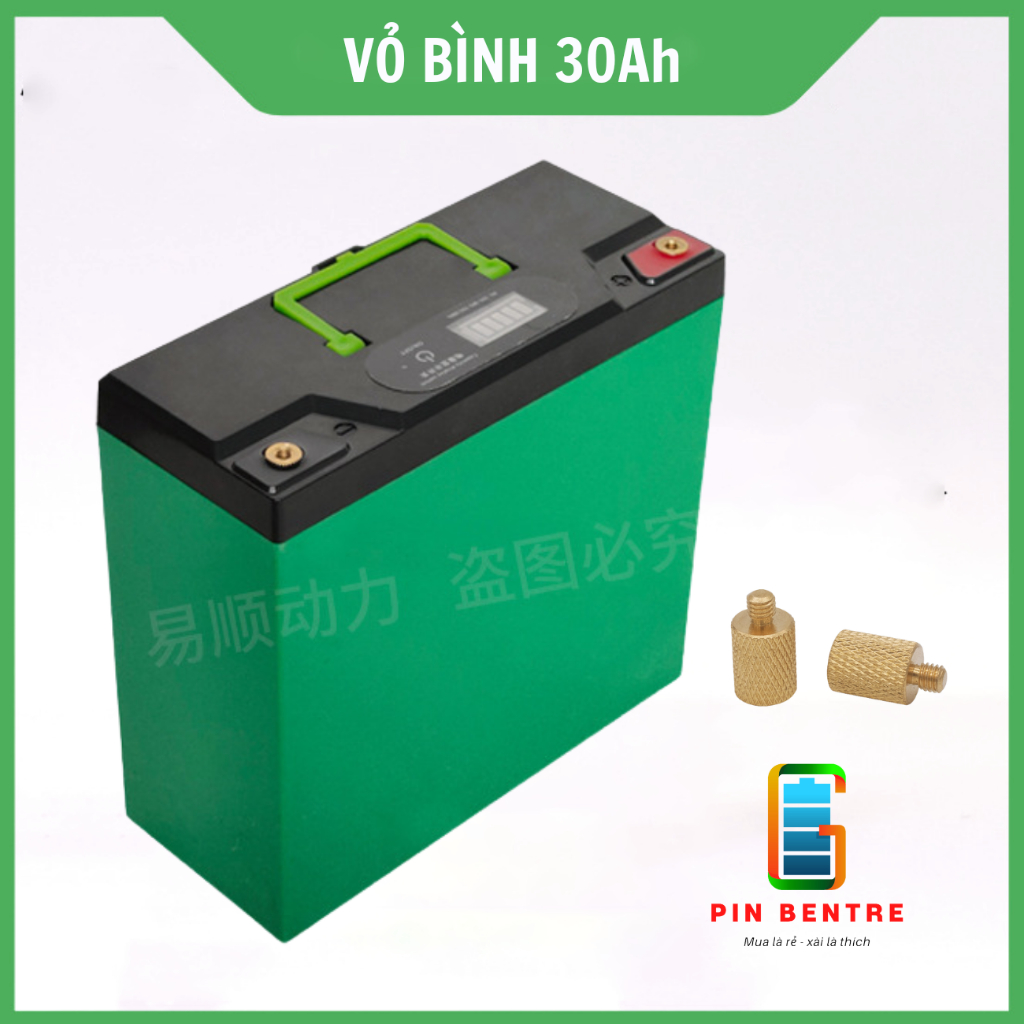 Vỏ bình Ắc Quy Pin 12V - 30Ah Kèm Cọc Bình Có Báo Pin