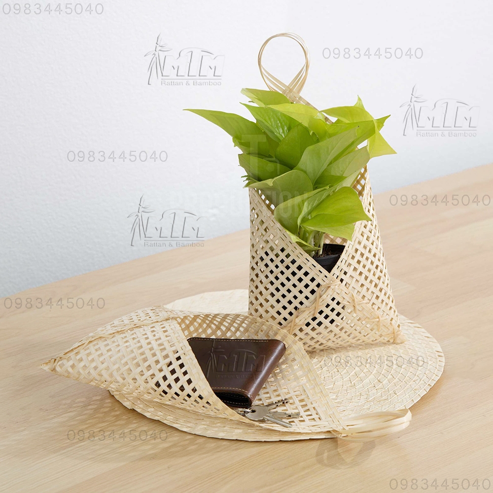Giỏ tre treo tường l Giỏ tre trang trí, để móc khóa, vật dụng.