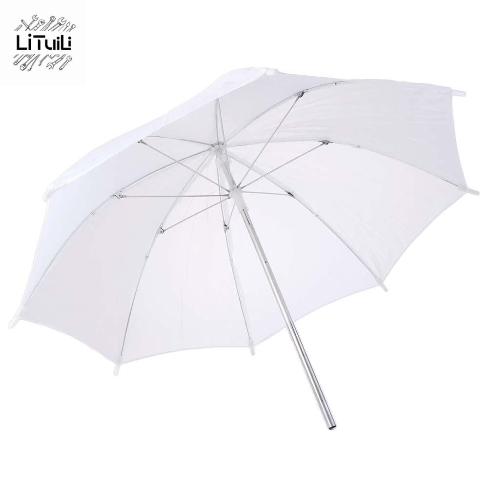 LITUILI Mềm màu trắng Ô chụp ảnh 50cm/ 20inch Tay cầm kim loại Đèn phản quang chụp ảnh Di động Dễ dàng cài đặt Máy khuếch tán ô chiếu sáng Studio ảnh