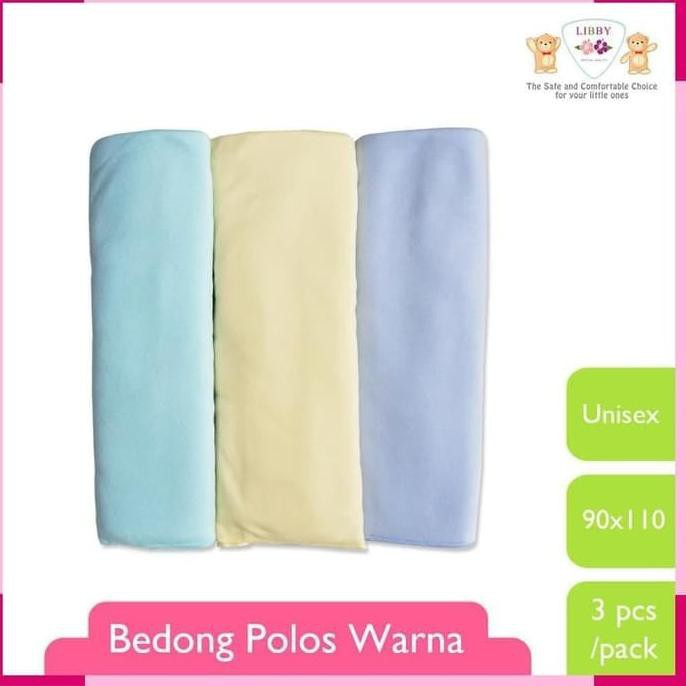 LIBBY Bedong Polos Warna isi 3pcs / Kain Bedong Bayi 90x110 cm