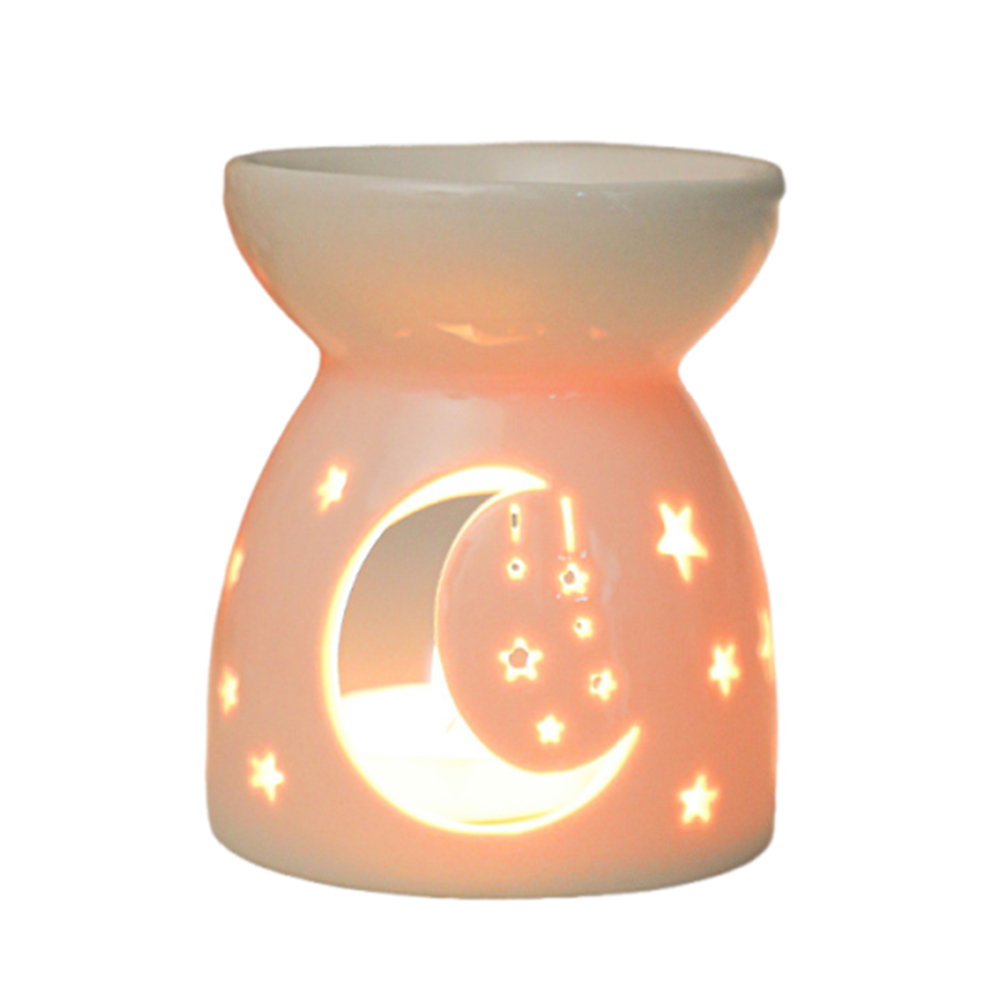 SYBILX Romantic Ceramic Aromatherapy Stove Creative Hollow Design Candle Essential Oil Burner Simple Minimalistic Oil Incense Holder Home Decor
