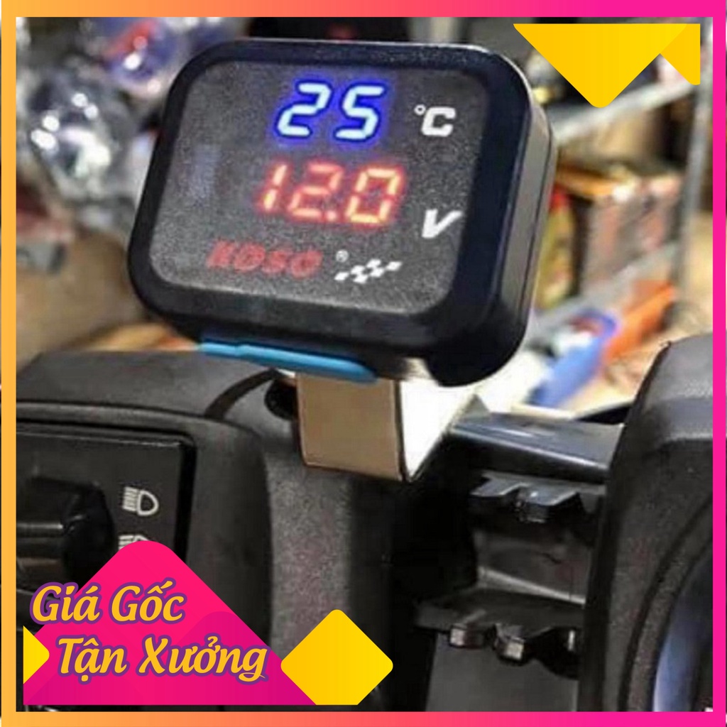 Đồng Hồ Vôn Acquy Koso 3 Chức Năng Gắn Xe Máy (Ảnh Sp thật)