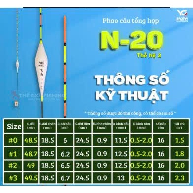 Phao câu Tổng Hợp Rô Chép YG - N20 tăm dẹt sáng dễ nhìn (chính hãng)