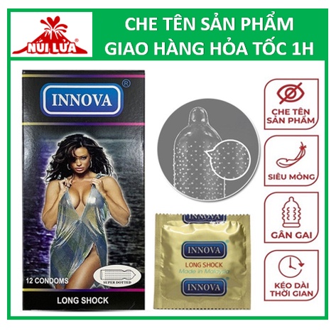 Bao cao su Innova Đen  Gai Lớn Kéo Dài Thời Gian hộp 12 cái