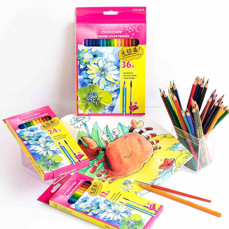 Marco 24 36 Colors Water-Soluble Colored Pencil professional Drawing Color