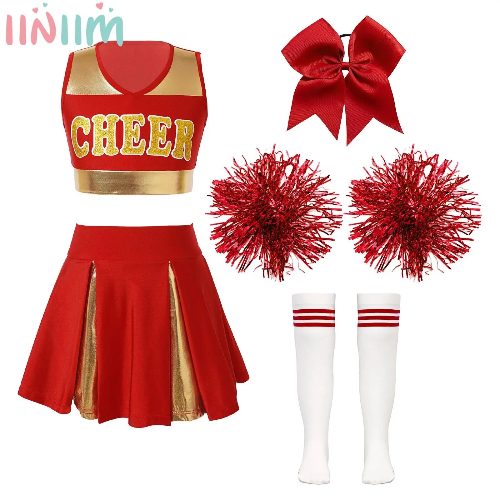 Sexy Cheerleader Outfit Halloween Women Schoolgirl Gleeing Cheerleader  Uniform Lingerie Dress High School Cheerleading Costume