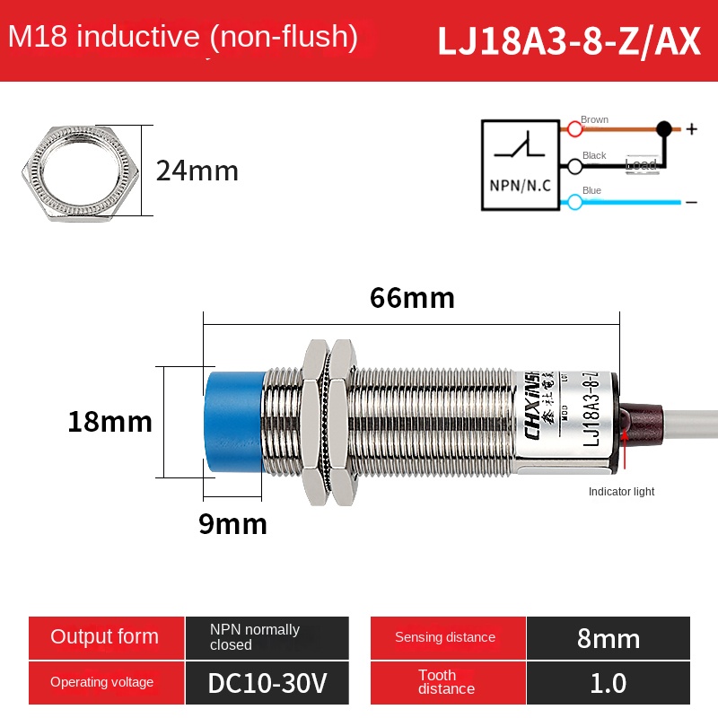 LJ18A3-8-Z/AX Cảm Biến Tiệm Cận Chxinshe | Tùy chọn LJ18A3-5 / LJ18A3-8 Công Tắc NPN/PNP NO NC M18 | Phát Hiện Kim Loại 5mm / 8mm