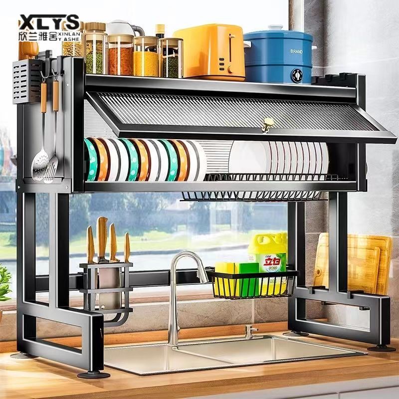 Dish drain rack Multi-purpose countertop dishwashing sink Kitchen sink shelf Bowl above sink Storage cupboard ราคา 980 บาท*ส่งฟรี