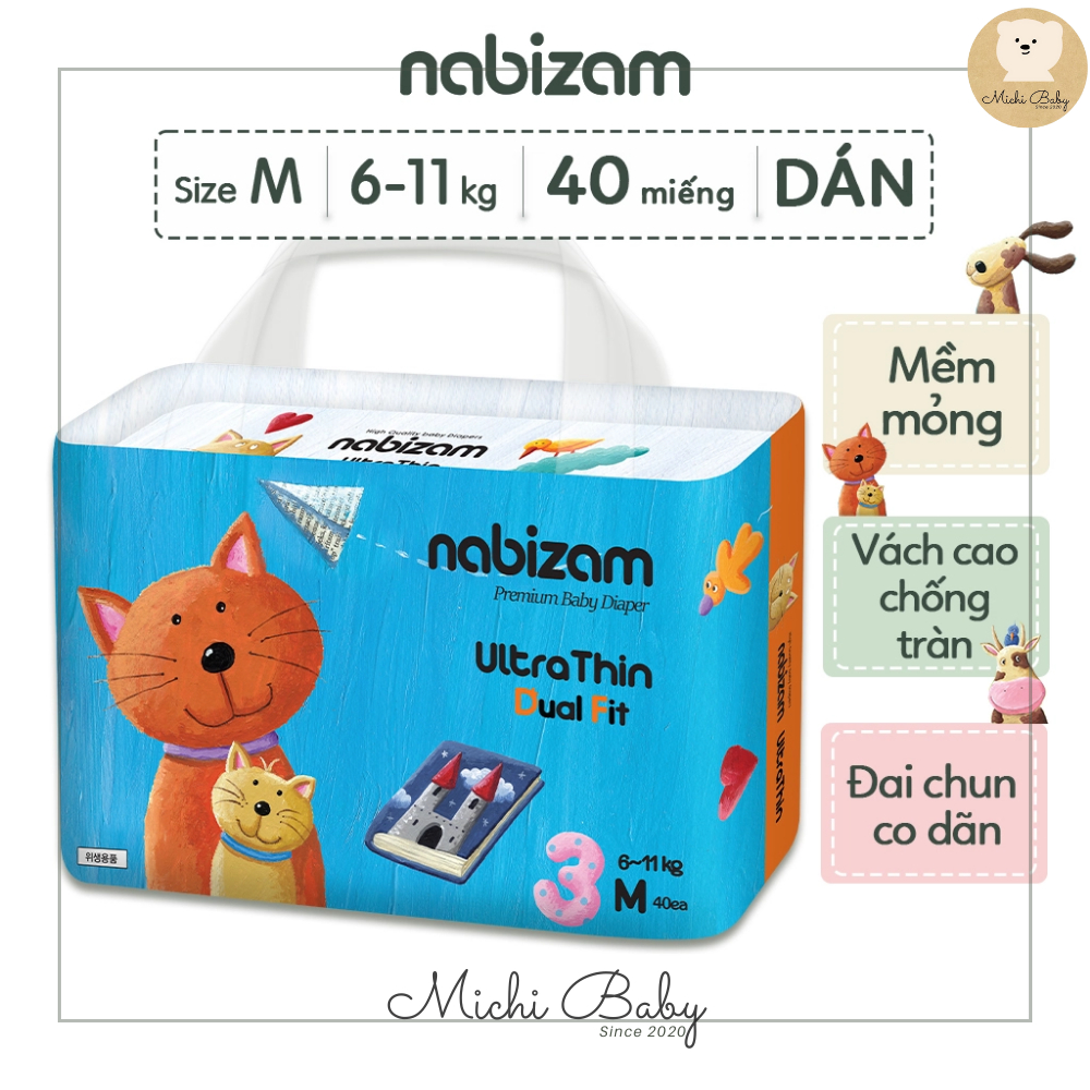 4 BỊCH BỈM- Nabizam Ultra Thin Nội Địa Hàn, Mềm Mại, Mỏng Nhẹ đủ size cho bé MC642 - 7