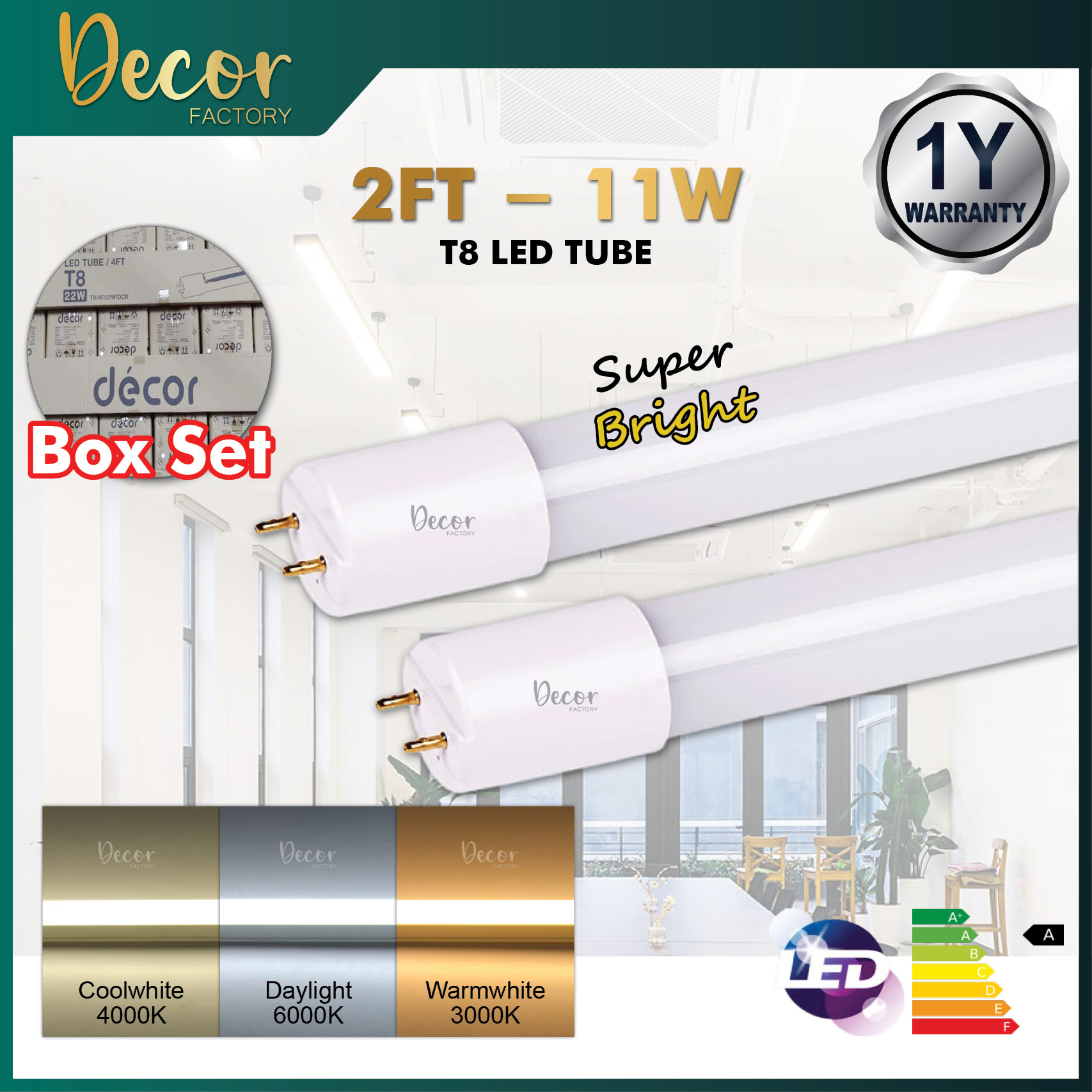 [1BOX -30PCS SET] T8 LED Tube 2FT 4FT 11W 22W 35W Bright Lamp LED T8 SET T8 LED Tube Light Lampu Kalimantang Lampu