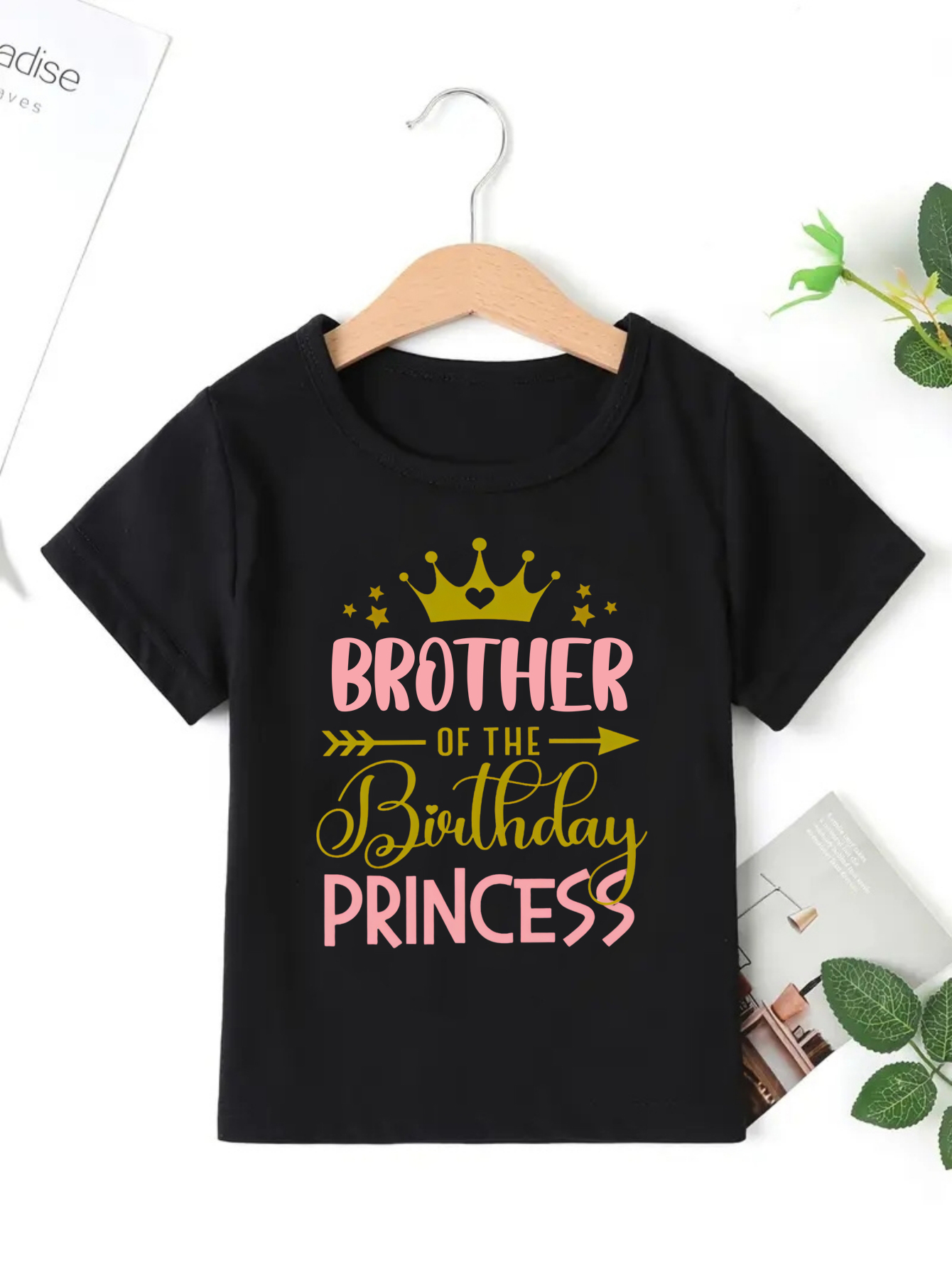 Birthday Princess Crown Prinetd Black T Shirt Girls Brother/Sister Of The Birthday Prince Family Matching T-Shirt Kids Clothes - 7
