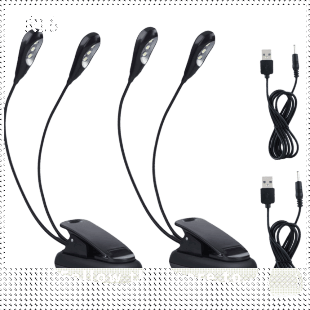R16 BABY SHOP 2pcs ​ Đèn LED Đèn giá nhạc ​ 6 hạt/8 hạt ​ Cánh tay đôi ​ Đèn đọc sách ​ Di động ​ ​ Bảo vệ mắt ​ Đèn kẹp ​ để chơi piano, dàn nhạc, đọc sách với ánh sáng điều chỉnh ​