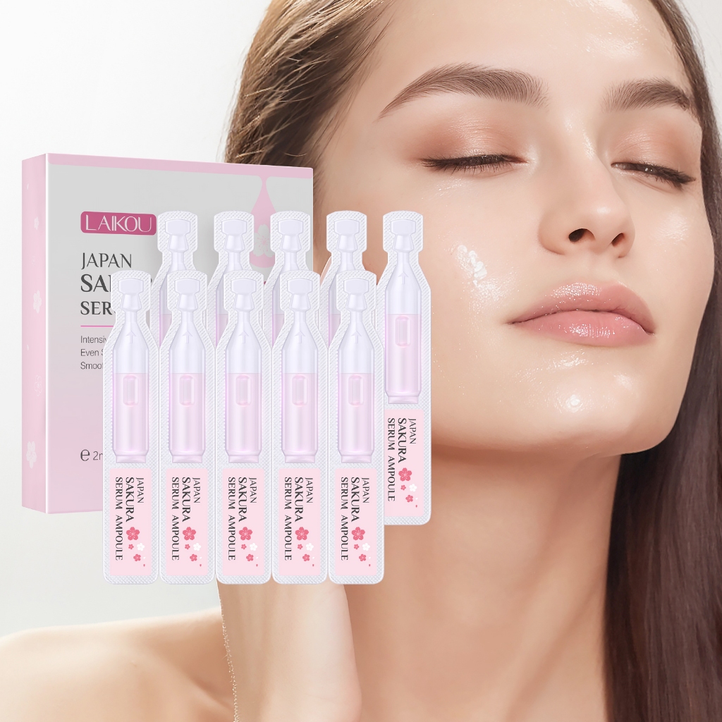 Laikou Sakura Huyết thanh làm trắng sáng tinh chất dưỡng ẩm THẬM CHÍ ra tông da 2ml * 10pcs