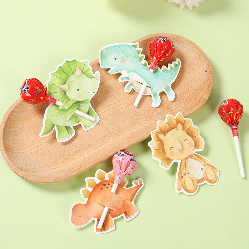 【ABLE】 Dinosaur Lollipop Holder Card 1st Birthday Party Decor Kids Boy Favors Roar Dino Candy Card Jungle Safari Baby Shower Supplies