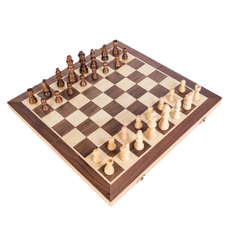 (YASJ) Wooden Chess and Checkers Set Magnetic Chess Board Set for Kids Adults Travel Portable Folding Chess Game Sets