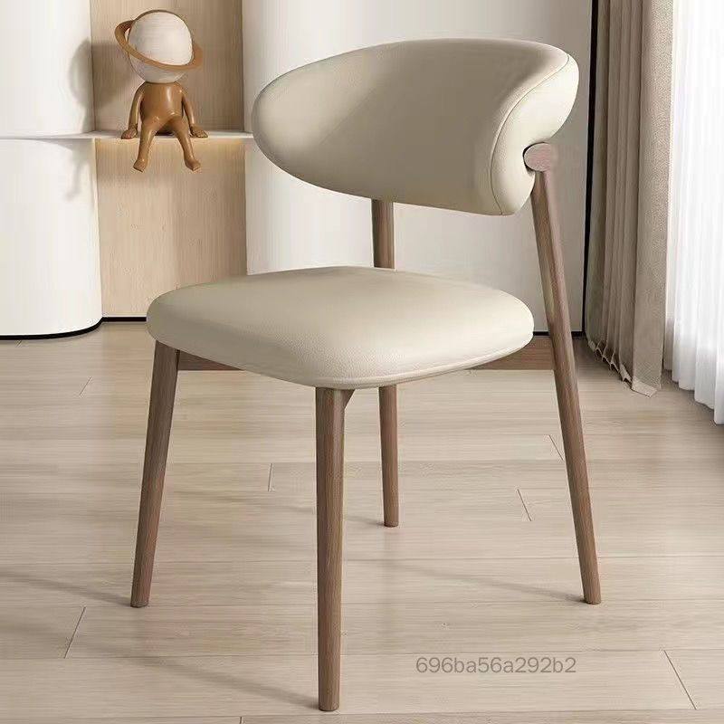 Ghế ăn tựa lưng sừng dê chân gỗ Bắc Âu - Ghế học tại nhà đệm dày