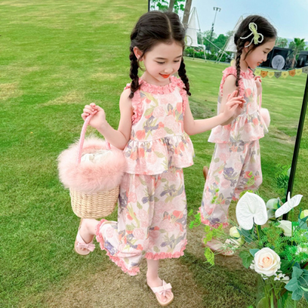 Bộ Đồ Mỏng Hoa Cho Bé Gái Hàng Mới Về 2025 Áo Vest Mùa Hè Cho Em Bé Quần Ống Rộng Bộ Hai Mảnh Thời Trang Mùa Hè Cho Trẻ Em Trung Tâm Mua Sắm Thời Trang FAFA VNM 🔥lazbaoo019-VN🔥