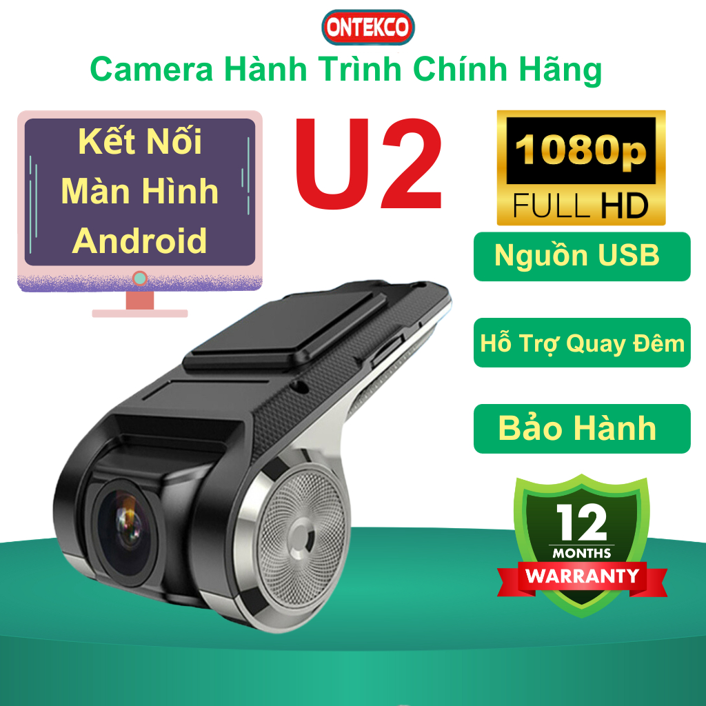 Camera hành trình ONTEKCO U2 full hd 1080 siêu nét Cắm màn hình Android APP ONTEK VIEW