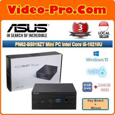 Asus PN62-B5019ZT Mini PC Full System Intel Core i5-10210U 8G RAM 256GB SSD Wifi-6 Win10Home Wireles s KB and Mouse 3 Years Asus Warranty