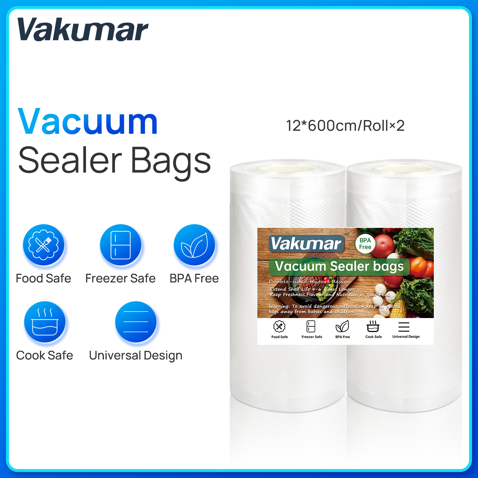 2PCS Vacuum Seal Food Storage Containers, Vakumar Vacuum Sealer Containers  